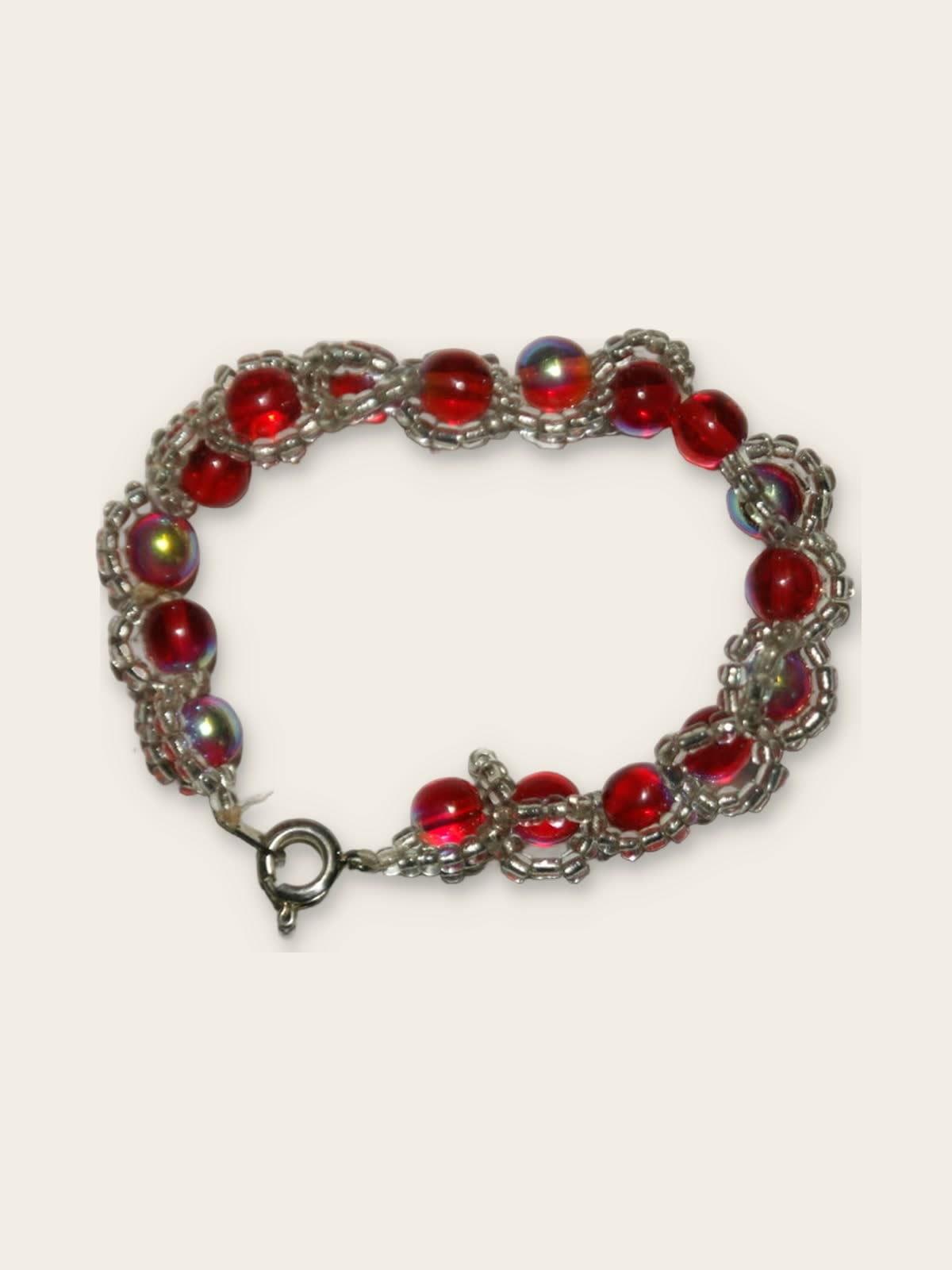 Red Glass Bead Wrap Bracelet