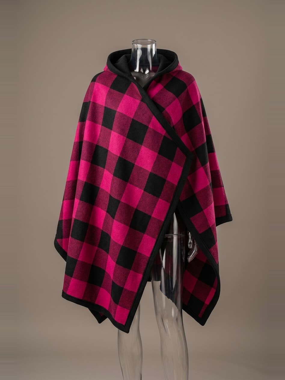 Pink Plaid Poncho