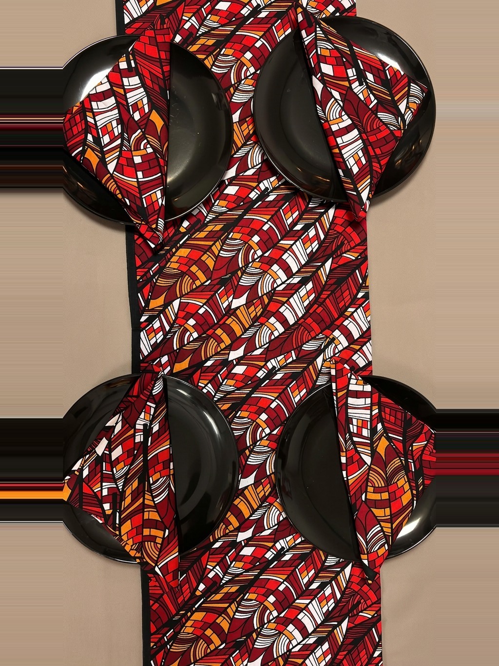 Ankara Table Runner & Napkins Set - Red — alternate view