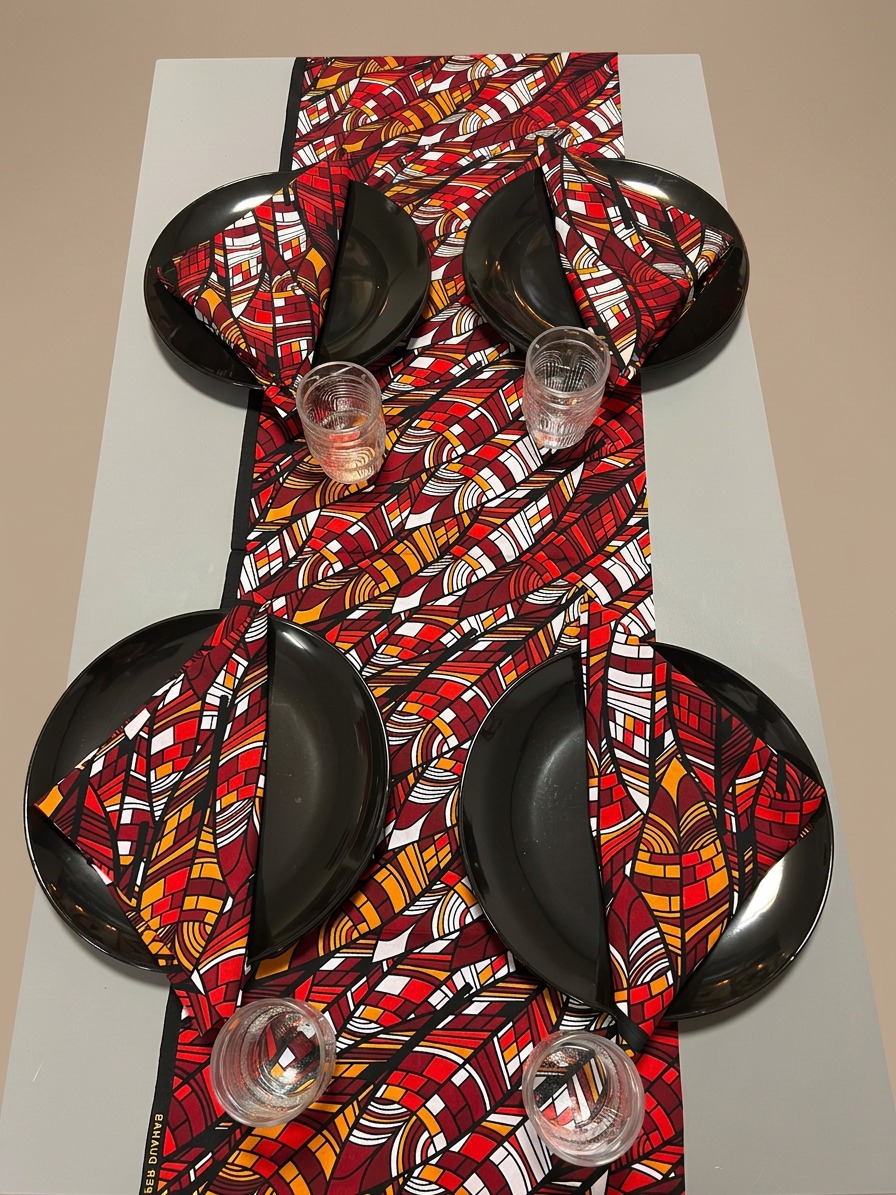 Ankara Table Runner & Napkins Set - Red