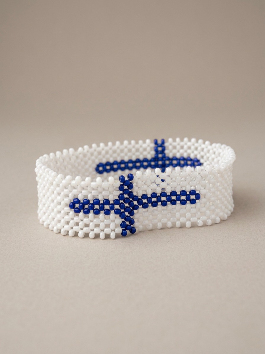 Finnish Flag Beaded Cuff