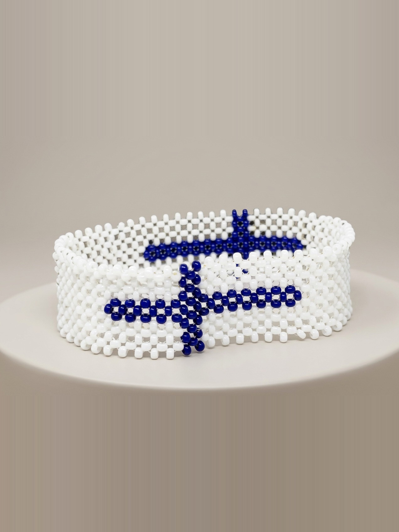 Finnish Flag Beaded Cuff — alternate view