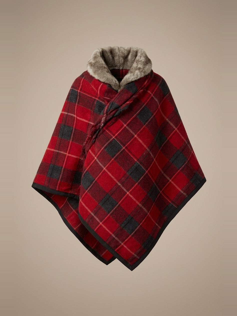 Kids Plaid Poncho