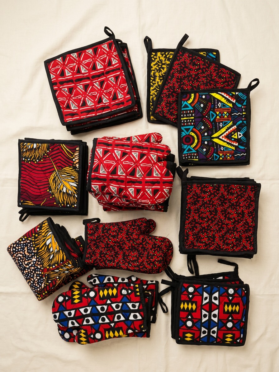 African Print Oven Glove & Pot Holder Set thumbnail 4