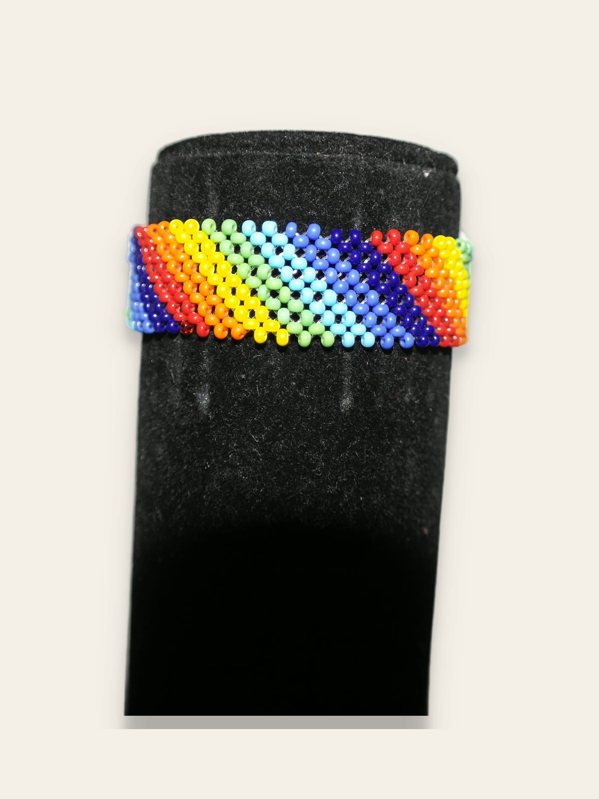 Rainbow Diagonal Beaded Cuff thumbnail 2