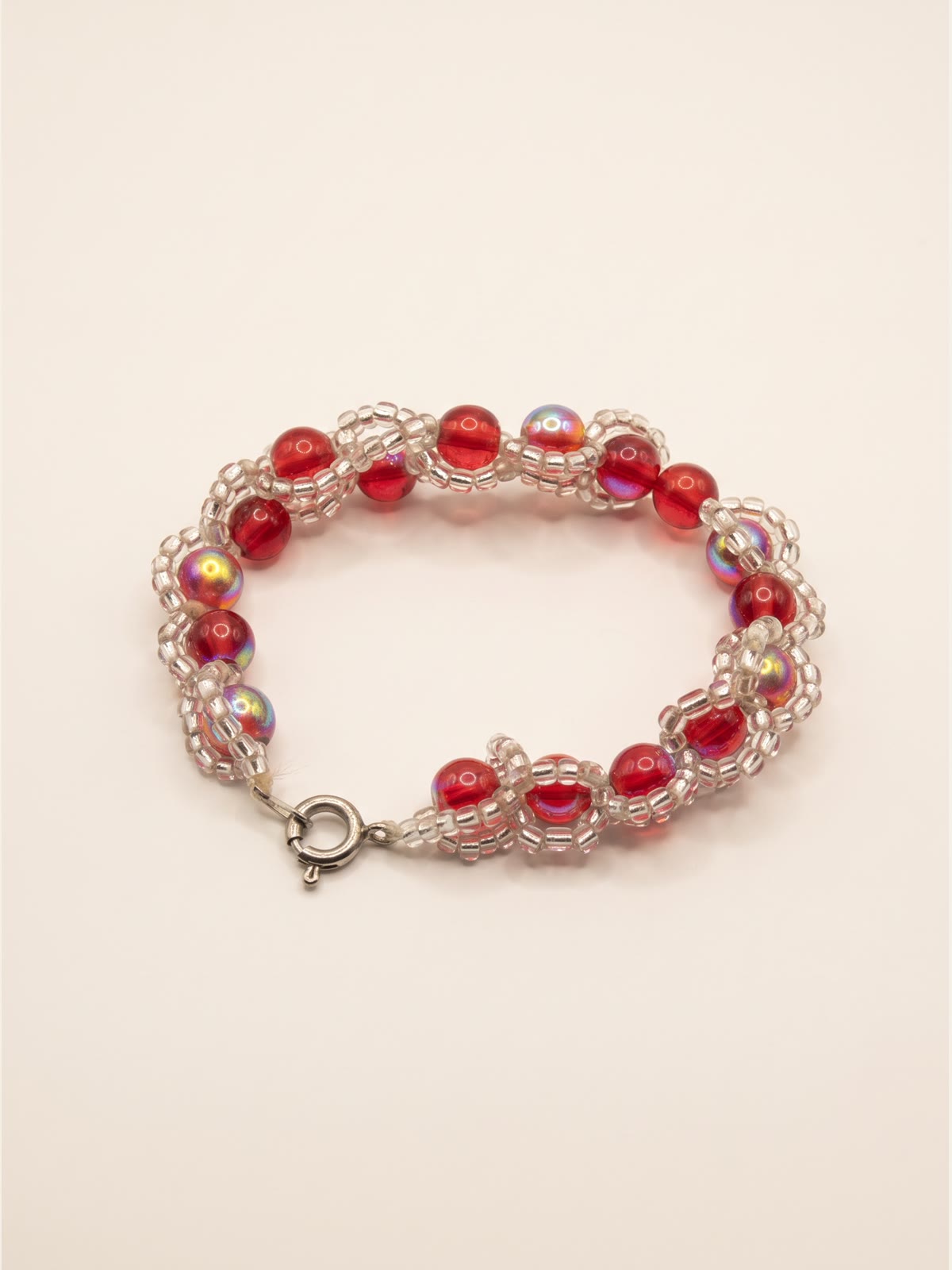 Red Glass Bead Wrap Bracelet