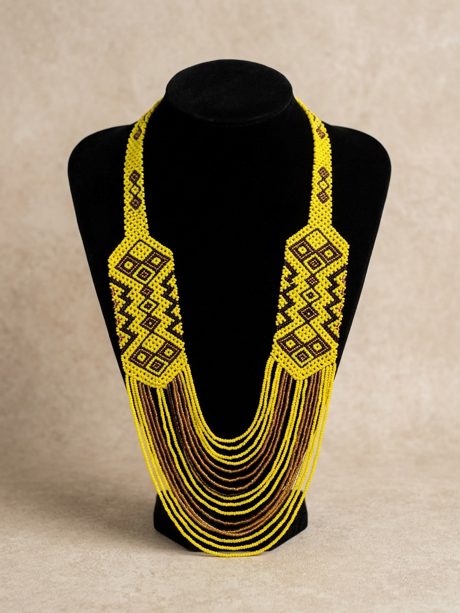 Yellow Diamond Beaded Statement Necklace
